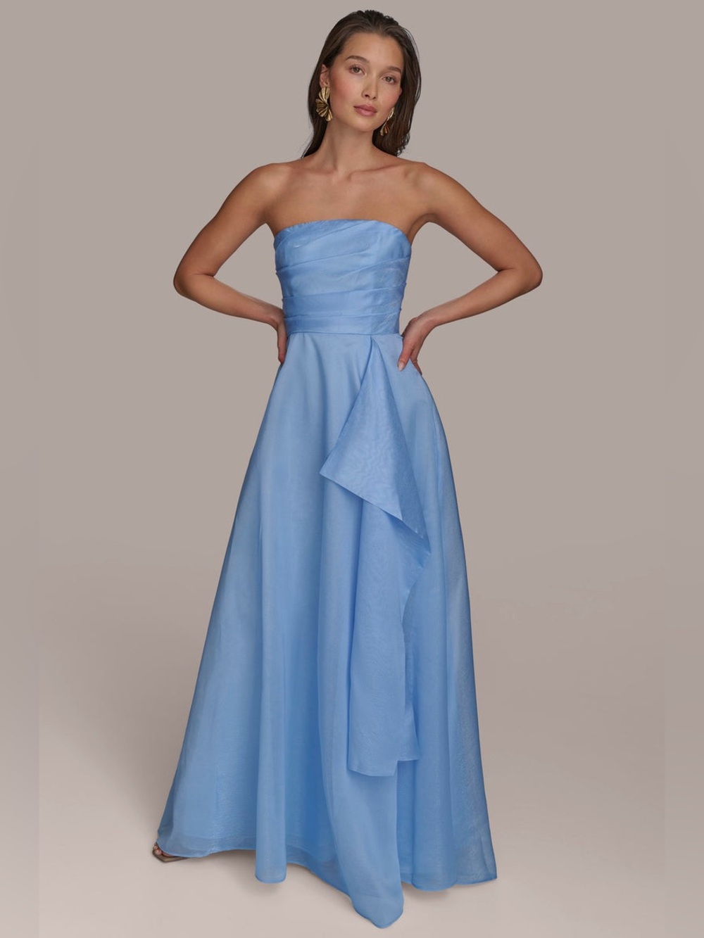 Donna Karan New York Blue Strapless Organza Gown Dress NWT Formal Prom